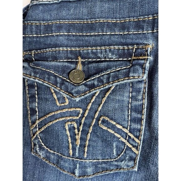 KUT FROM THE KLOTH WOMENS SO LOW JEANS SIZE 8 BOOTCUT FLARE 5 Pocket Embroidered - Picture 11 of 13